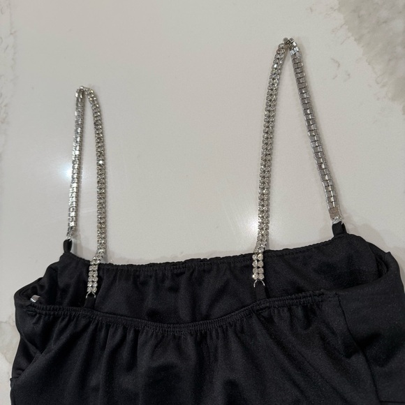 Windsor Gleam And Glow Rhinestone Bustier Top Women’s Small Black Cropped Satin - Picture 12 of 12